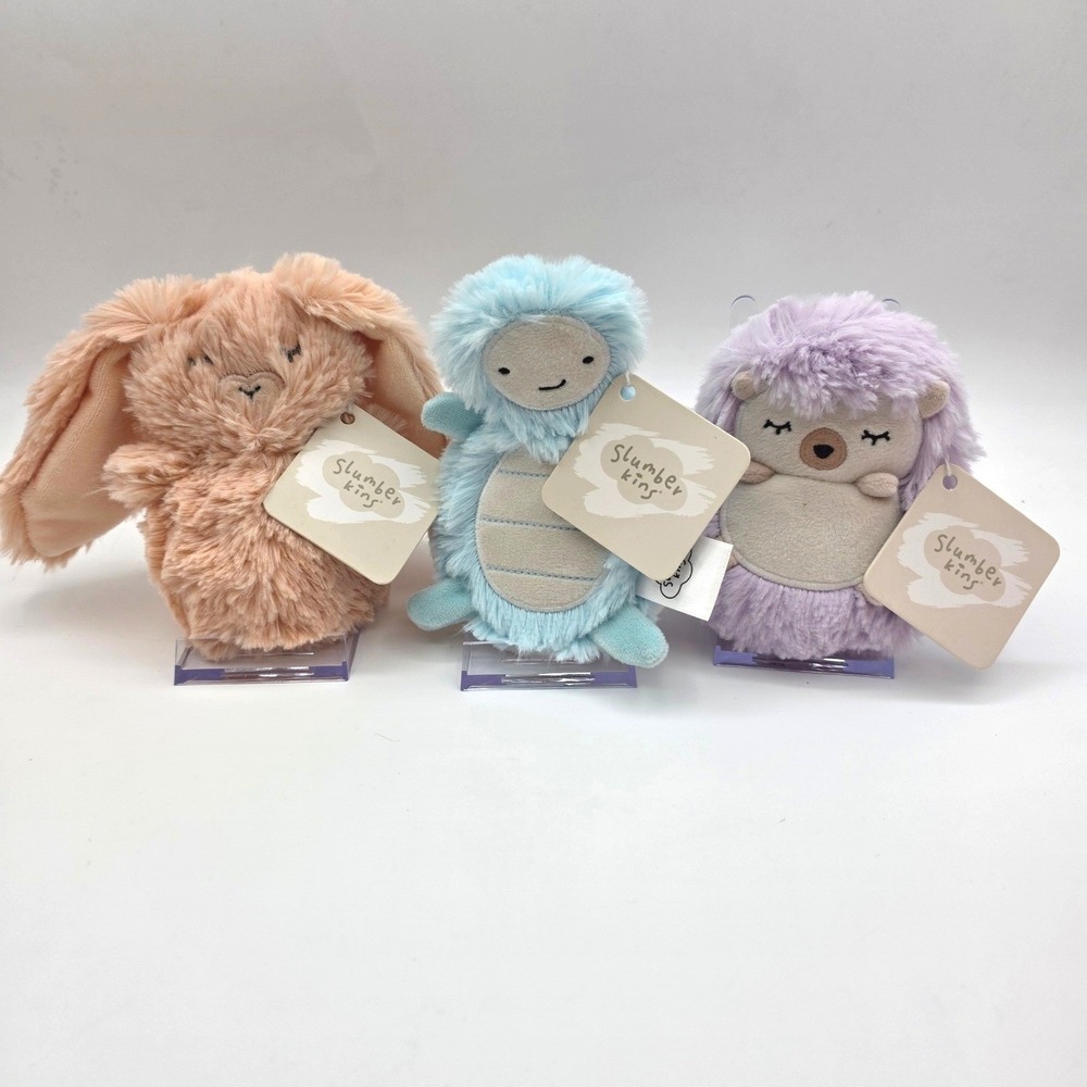 Slumberkins Mini Plush Set Bunny Sloth Hedgehog Pastel NWT 3 Piece Lot